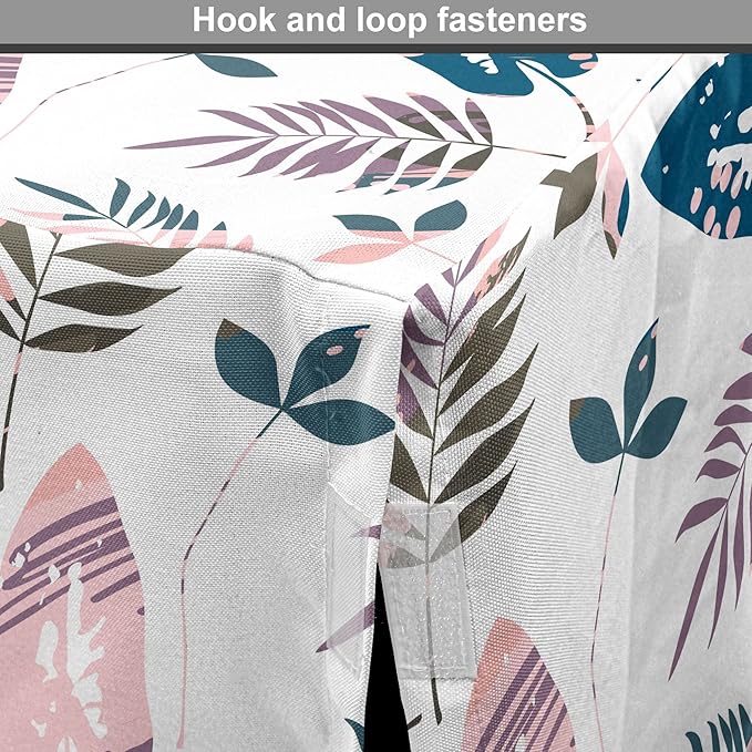 Ambesonne Leaves Dog Crate Cover, Abstract Foliage in Pastel Colors Tropical Jungle Forest Plants with Grunge Effect, Easy to Use Pet Kennel Cover for Medium Large Dogs, 42 Inch, Petrol Blue Baby Pink