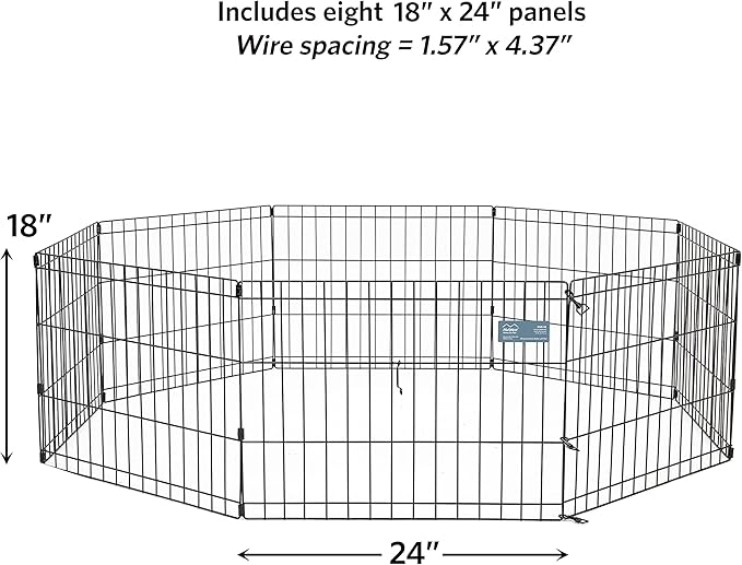 MidWest Homes for Pets Dog Exercise Pen & Playpen, 24" w X 18" H, No Door, Black