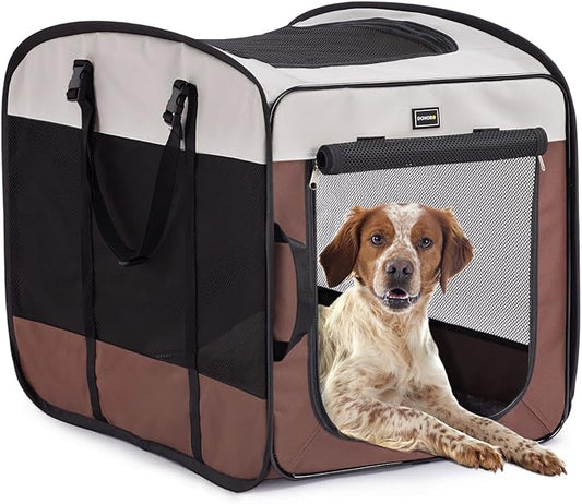 DONORO Dog Kennels and Crates for Medium Dogs, Portable Pop Up Indoor Pet Cage with Sturdy Wire Frame, Collapsible Travel Crate Soft Sided Cat Bag Escape Proof (36 Inch)