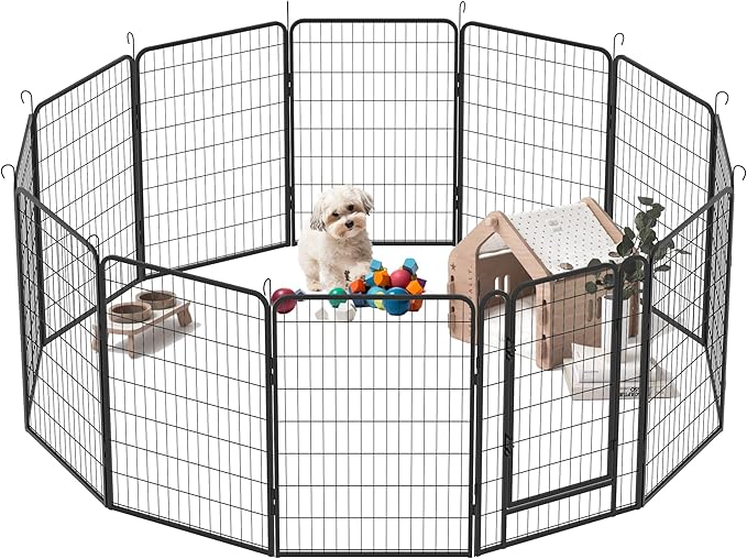 Metal Dog Playpen Outdoor, 40" Height 12 Panels Pet Kennel Crate for Puppy/Small/Medium Dogs, Heavy Duty Metal Playpen with Door, Indoor Portable Dog Fence Pet Exercise Pen for Yard RV Camping