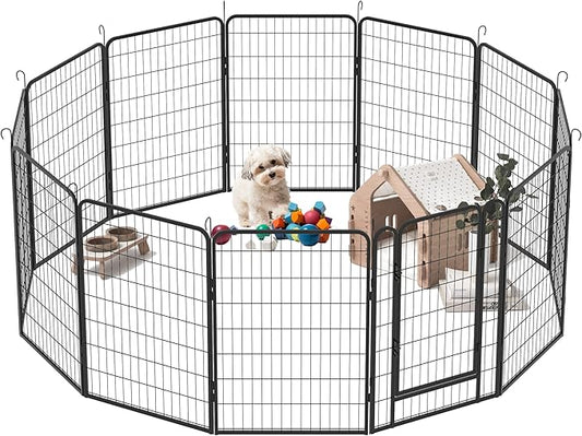 Metal Dog Playpen Outdoor, 40" Height 12 Panels Pet Kennel Crate for Puppy/Small/Medium Dogs, Heavy Duty Metal Playpen with Door, Indoor Portable Dog Fence Pet Exercise Pen for Yard RV Camping