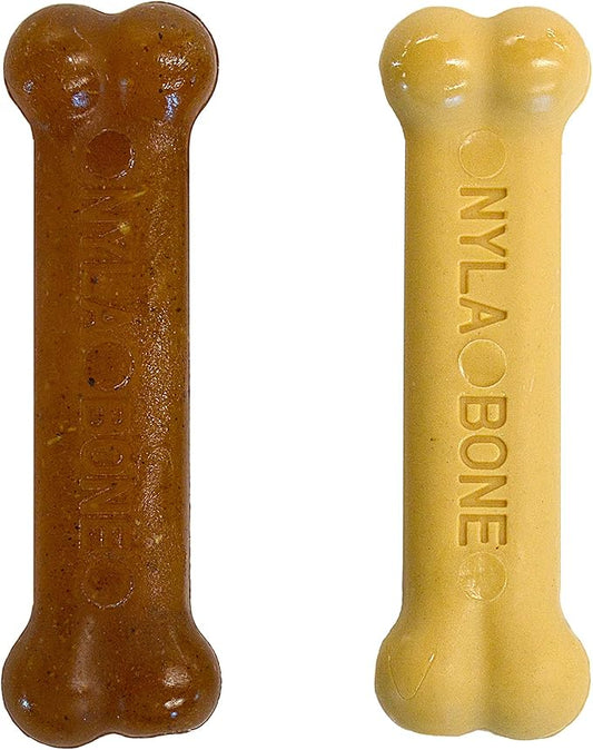 Nylabone Teething Puppy Chew Starter Kit, Two Puppy Chew Toys, Puppy Supplies, Peanut Butter & Chicken Flavor, X-Small/Petite (2 Count)