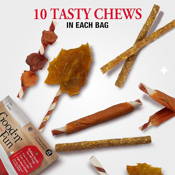 Good 'n' Fun Holiday Chews, Treat Your Dog to Fun Shaped Long Lasting Chews, Made Ingredients