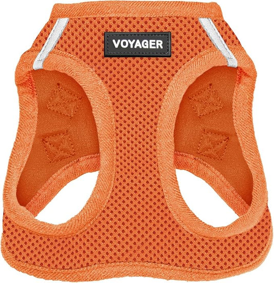 Voyager Step-In Air Dog Harness - All Weather Mesh, Reflective, No Pull Harness for Small, Medium Dogs, Cats - Secure with Hook & Loop Fastener, Buckle, Double D-Rings - Orange, XXS
