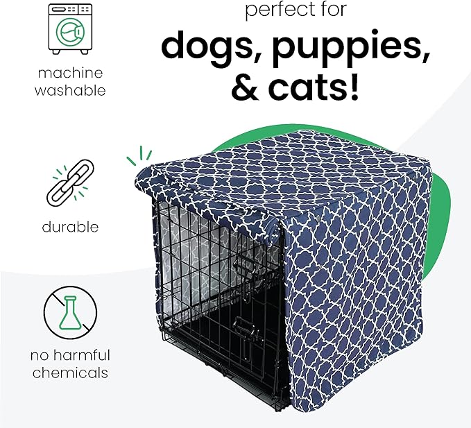 Molly Mutt Romeo & Juliet Dog Crate Cover, 100% Cotton Canvas Cover with 2 Roll-Up Panels, Ideal for Dog or Cat Crate, Durable, Washable, and Free of Harmful Chemicals, 30" x 19" x 21"