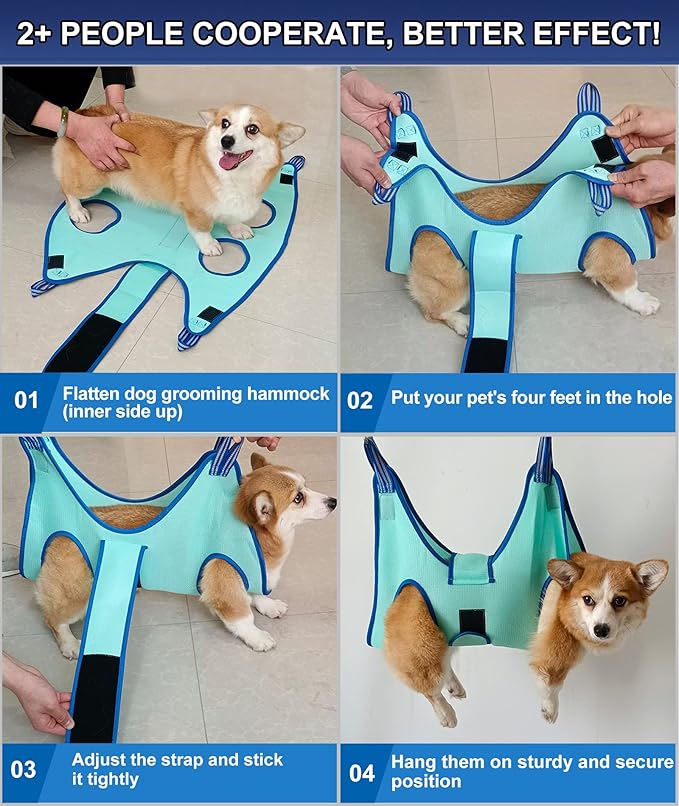 Dog Pet Grooming Hammock,S Dog Hanging Harness for Nail Clipping, Dog Trimming Cutting Hammock, Dog Sling Holder Helper for Small Dogs, Dog Grooming Restraint Bag with Wide Strap Sewed