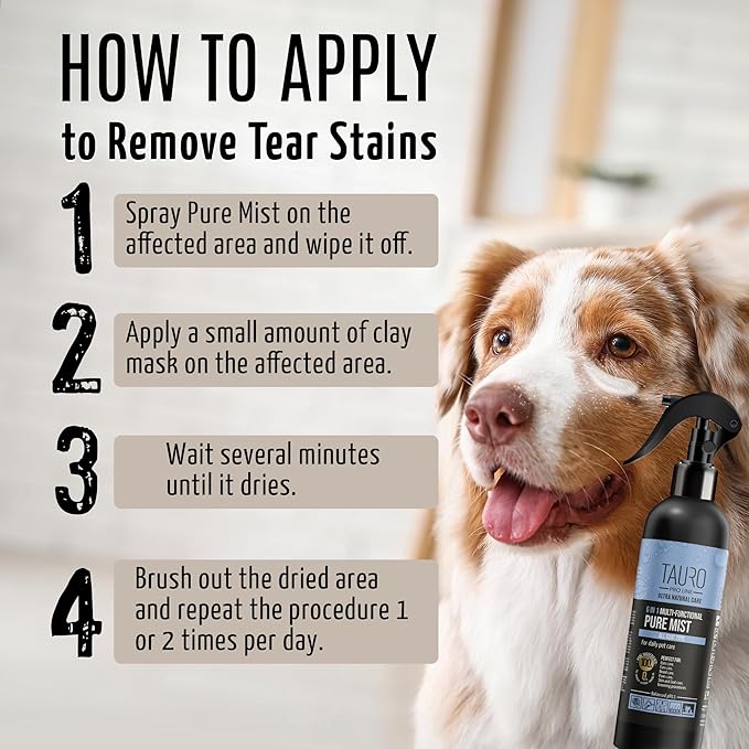 Clear Eyes Solution Set 6in1 Multi-Functional Pure Mist and Stainless Look Clay Mask - Tear Stain Remover, Eye Cleaner - Eye Care Ear Care Grooming Treatment for All Dogs and Cats Eyes