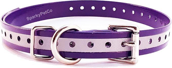 Replacement Strap for Dogtra Collars - 3/4" Wide Ultra-Durable Dog E-Collar Replacement for Training, Bark, Shock, Electric, and GPS Collars - 28" Adjustable Length Reflective Purple