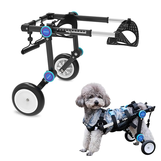 Adjustable Dog Wheelchair for Back Legs| Pet Wheelchairs with Disabled Hind Legs Walking|Stabel & Light Weight | Black(XS)