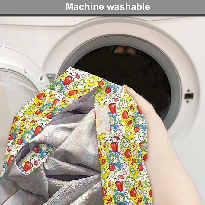 Lunarable Vegetables Dog Crate Cover, Ornate Food Garlic Pepper Cauliflower Delicious Plants Image, Easy to Use Pet Kennel Cover for Medium Large Dogs, 42 Inch, Lime Green Yellow