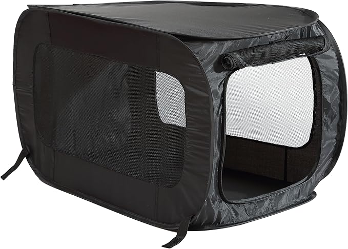 Beatrice Home Fashions Portable, Collapsible, Pop Up Kennel Travel Cat and Dog Crate, 32.5" L x 19.5" W x 19.5" H, Black