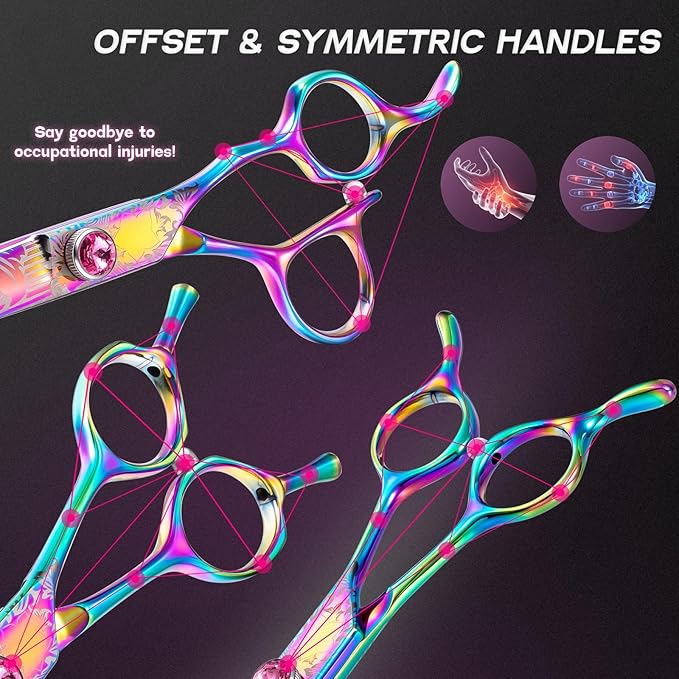 Dragon Creek Dog Grooming Scissors - Pet Cutting Thinning Chunker Shears Set for Grooming Trimming Texturizing Dog Cat Rainbow