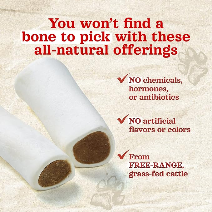 Natural Farm Filled Dog Bones, Bacon & Cheese Flavor (5-6 Inch, 3 Pack), Limited Ingredient Stuffed Dental Dog Bone Treats for Large Dogs