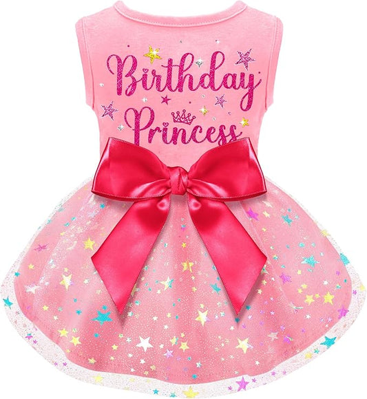Birthday Dress With Bowknot Tulle Princess Clothes for Small Medium Large Dogs Girls Boys Cats Outfit Apparel