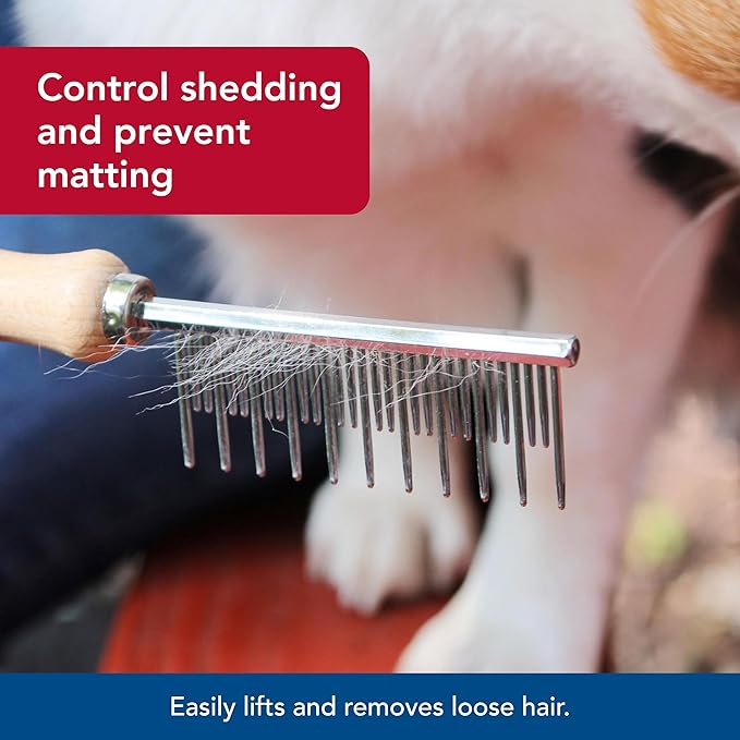 Coastal Pet Safari Dog Shedding Combs - Dog Shedding Brush for Dogs with Short and Long Hair - Different Sized Teeth for Undercoat Rake - 7" x 1.5"