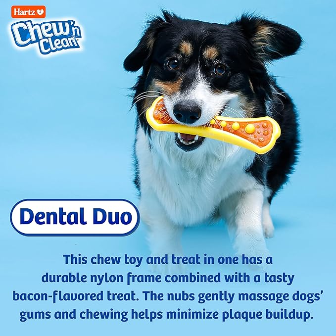 Chew 'n Clean Dental Duo Bacon Flavored Dental Dog Treat & Chew, Color Varies, Extra Large