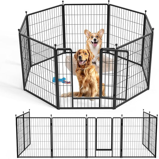Dog Playpen 32 Inch 8 Panels, Ideal Dog Fence for Small/Medium Dogs Indoor & Outdoor Bliss, Perfect Dog Pen for Camping, Yard, RV, Garden Fence, Black