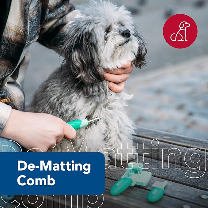 Coastal Pet Li'l Pals Stainless Steel De-Matting Comb - Easy-Grip Handle for Pet Grooming Small Dogs