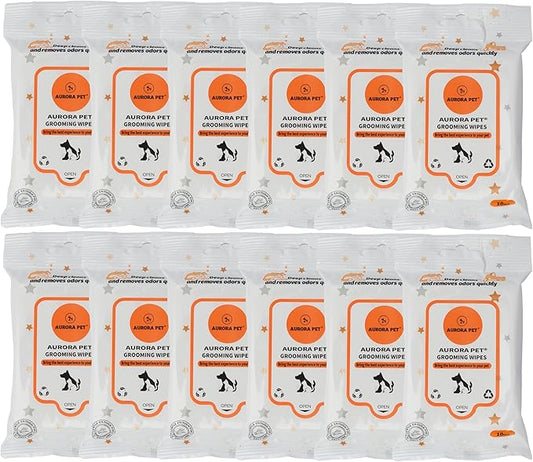 Aurora Pet Wipes – 100% Natural, Plant-Based Hypoallergenic Grooming Wipes for Dogs & Cats (120-Count Travel Pack)