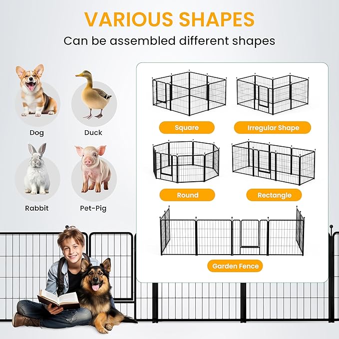 Dog Playpen 24 Inch 16 Panels, Ideal Dog Fence for Puppy/Small Dogs Indoor & Outdoor Bliss, Perfect Dog Pen for Camping, Yard, RV, Garden Fence, Black