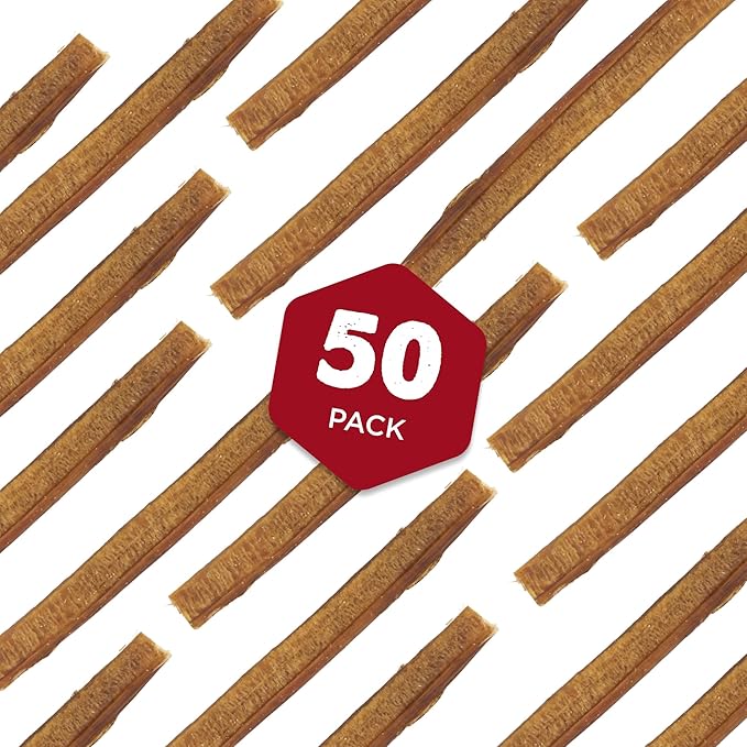 Best Bully Sticks 6 Inch All-Natural Bully Sticks for Dogs - 6” Easily Digestible, 100% Grass-Fed Beef, Grain and Rawhide Free | 50 Pack