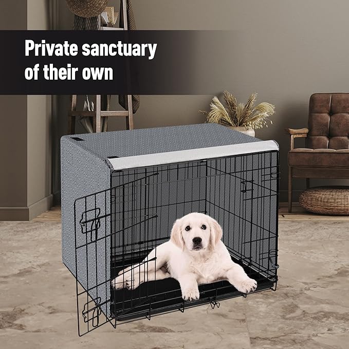 Dog Crate Cover for Wire Cages 30 Inch Indoor Breathable Polyester Pet Kennel Cover Machine Wash & Dry Double Door (Cover Only)