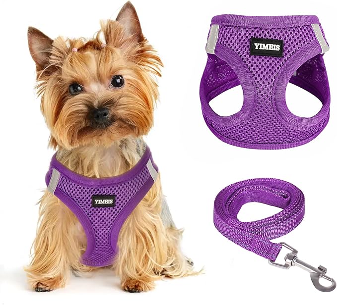 Dog Harness for Small Dogs, Small Dog Harness and Leash Set, Honeycomb Grid, Reflective Lightweight Harness & Anti-Twist Pet Lead,Dog Harness(Multi Color, Size: XS-S-M) (S, Purple)