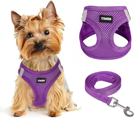Dog Harness for Small Dogs, Small Dog Harness and Leash Set, Honeycomb Grid, Reflective Lightweight Harness & Anti-Twist Pet Lead,Dog Harness(Multi Color, Size: XS-S-M) (S, Purple)