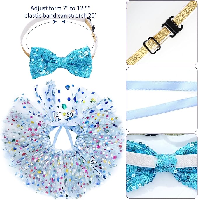 hoyuwak Dog Birthday Party Supplies Girl Dog Birthday Bandana Tutu Set Cute Hat Bow Tie Set for Large Medium Small Dogs