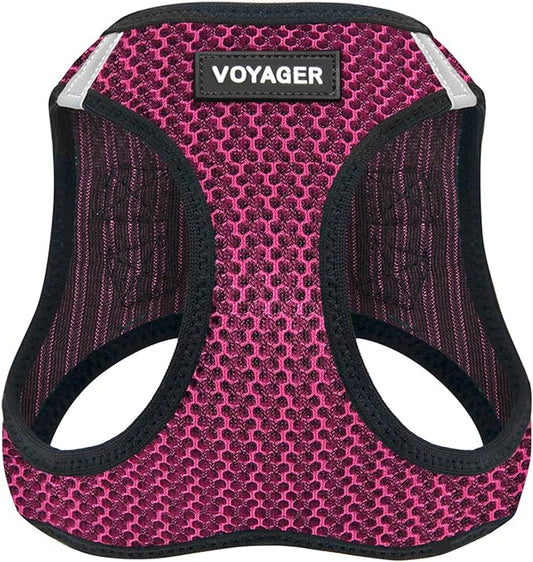 Voyager Step-in Air Dog Harness - All Weather Mesh, Reflective, No Pull Harness for Small, Medium Dogs, Cats - Secure with Hook & Loop Fastener, Buckle, Double D-Rings - Fuchsia 2-Tone, M