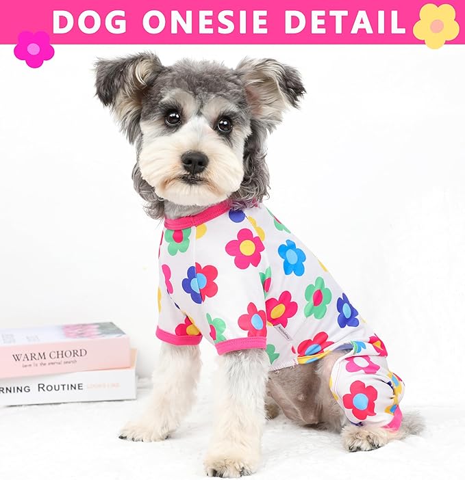 Dog Pajamas Spring Summer Dog Clothes for Small Medium Dogs Girl Boy Cute Soft Puppy Pjs Clothes Doggie Onesies Cat Pet Jammies Outfit (Rose,S)