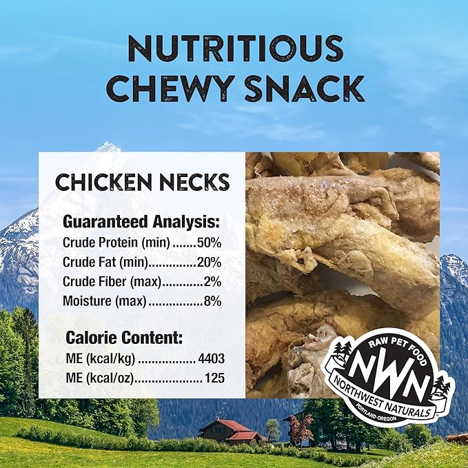 Northwest Naturals Raw Rewards Freeze-Dried Chicken Neck Treats for Dogs and Cats - Bite-Sized Pieces - Healthy, 1 Ingredient, Human Grade Pet Food, All Natural - 4 Oz (Pack of 3)
