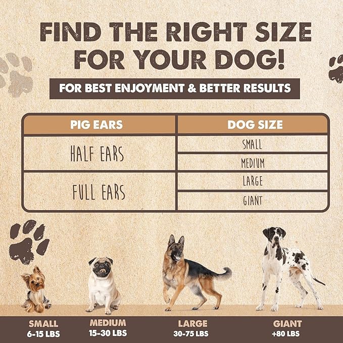 Mighty Paw Half Pig Ears for Dogs - All Natural Single Ingredient Natural Dog Ear Treat - Better Than Rawhide Snacks for Puppies - A Better Treat Dog Bone Alternative for Medium and Large Dogs