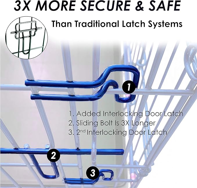 PET Expressions Luxury Colorful 24 Inch Foldable Dog Crate with 2 Doors | Free Training Ebook and Pet Calming Music | 3 Colors & 3