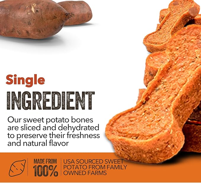 Gaines Family Farmstead Sweet Potato Dog Bones, All-Natural, Grain Free Dog Treats for All Ages & Breeds, Great for Training and Rewards, Made in USA, 2 Pound Bag
