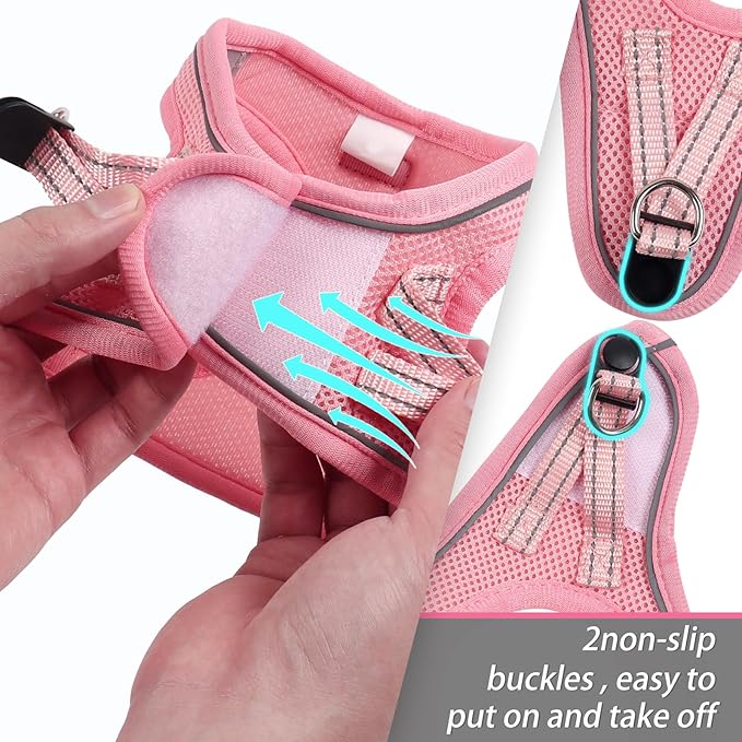 Dog Harness for Small Dogs, Small Dog Harness and Leash Set, Honeycomb Grid, Reflective Lightweight Harness & Anti-Twist Pet Lead,Dog Harness(Multi Color, Size: XS-S-M) (S, Pink)