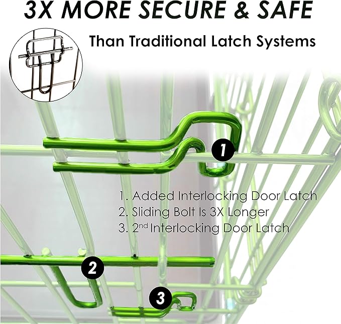 PET Expressions Luxury Colorful 48 Inch Foldable Dog Crate with 2 Doors | Free Training Ebook and Pet Calming Music | 3 Colors & 3