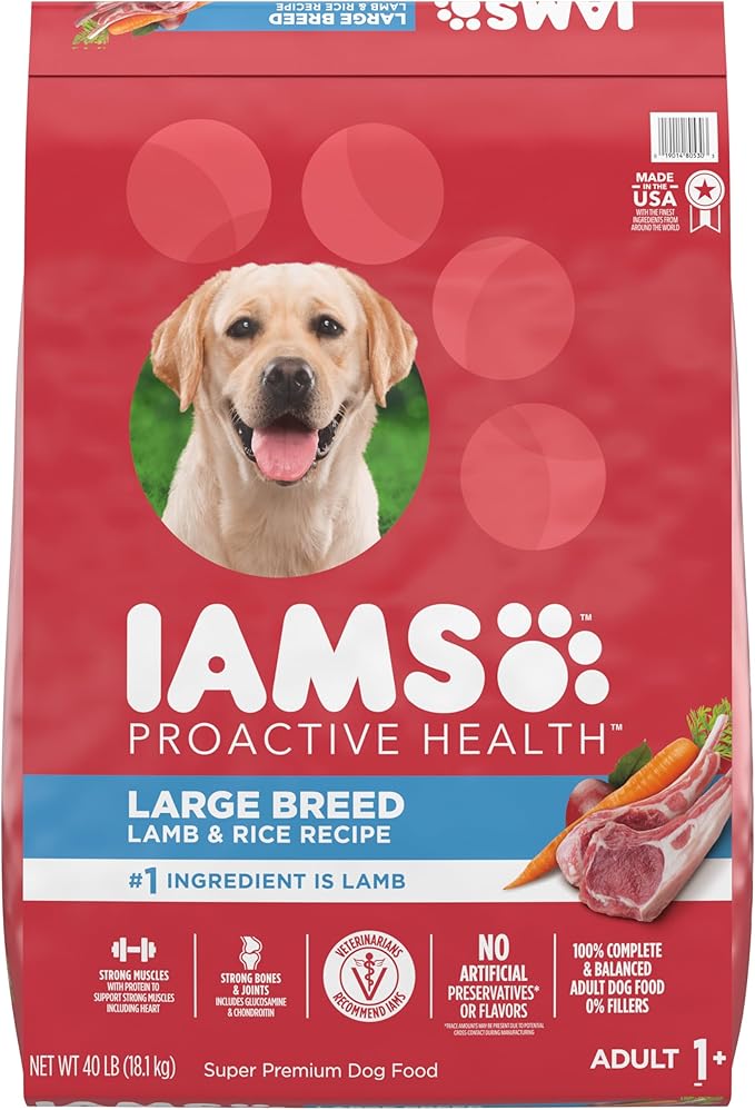 Iams Large Breed Adult Dry Dog Food Lamb & Rice Recipe, 40 lb. Bag