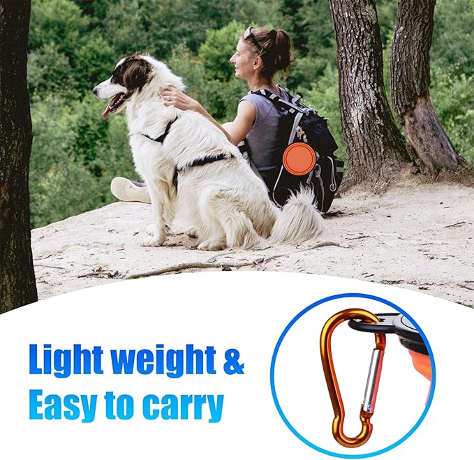 Dog Bowl Pet Collapsible Bowls, 2 Pack Collapsible Dog Water Bowls for Cats Dogs, Portable Pet Feeding Watering Dish for Walking Parking Traveling with 2 Carabiners (Small, Orange+Yellow)