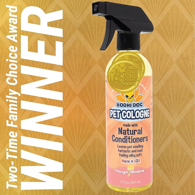 Bodhi Dog Natural Dog Cologne (Orange Sherbert) - Premium Scented Deodorizing Pet Perfume w/Conditioner for Dogs & Cats - Keeps Pets Fresh & Clean - Gentle and Safe Formula, Made in USA (17 Fl Oz)