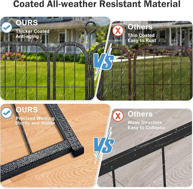 Dog Playpen 6 Panels 24'' Height Heavy Duty Dog Fence with Doors Outdoor Exercise Dog Fence for Large/Medium/Small Dogs Pets Playpen for RV, Camper, Yard