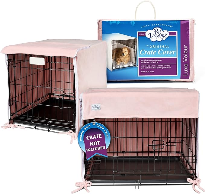 Pet Dreams Dog Crate Cover, Breathable, Dog Kennel Cover, Double Door, Dog Cage Covers for Dog Crates, Fabric Dog Crate Covers (Fits iCrates 18, 24, 30, 36, 42, 48 inches)