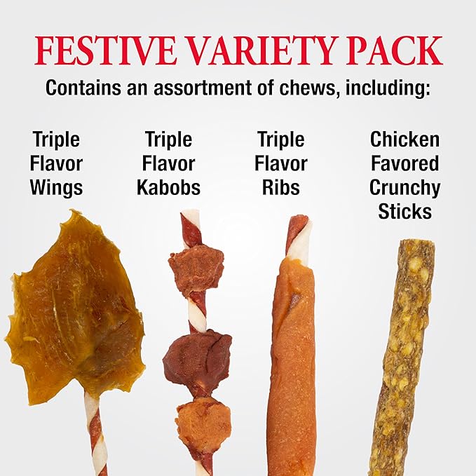 Good 'n' Fun Holiday Chews, Treat Your Dog to Fun Shaped Long Lasting Chews, Made Ingredients