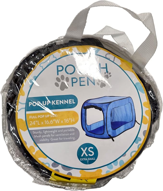 Beatrice Home Fashions Portable, Collapsible, Pop Up Kennel Travel Cat and Dog Crate, 24" L x 16.6" W x 16" H, Black