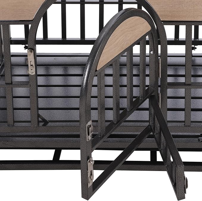 NicBex 46 Inch Heavy Duty Dog Crate Strong Metal Pet Kennel Playpen and Crate with Removable Trays and Wheels,Furniture Style Dog Crate for Medium/Large Dogs,Natural