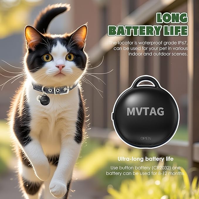 Cat Collar with Tracker GPS- Unlimited Range/Tracking Device/Lost Mode for Cats Adjustable Size Smart Collar Set - Works with Apple Find My (iOS only)