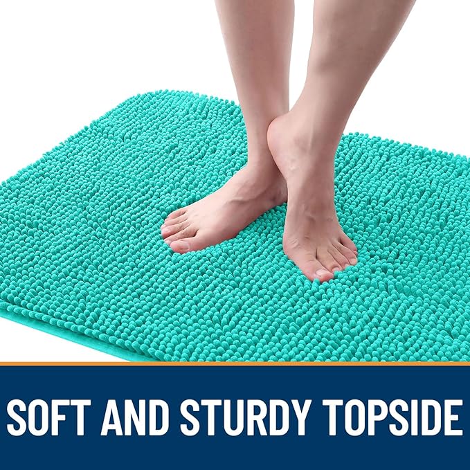 OLANLY Dog Door Mat for Muddy Paws 59x35, Absorbs Moisture and Dirt, Absorbent Non-Slip Washable Mat, Quick Dry Chenille, Mud Mat for Dogs, Entry Indoor Door Mat for Inside Floor, Teal