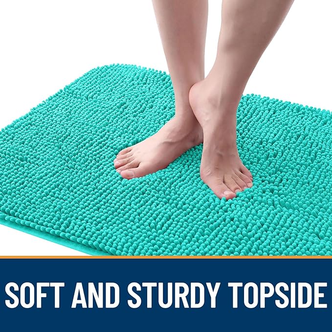 OLANLY Dog Door Mat for Muddy Paws 30x20, Absorbs Moisture and Dirt, Absorbent Non-Slip Washable Mat, Quick Dry Chenille, Mud Mat for Dogs, Entry Indoor Door Mat for Inside Floor, Teal