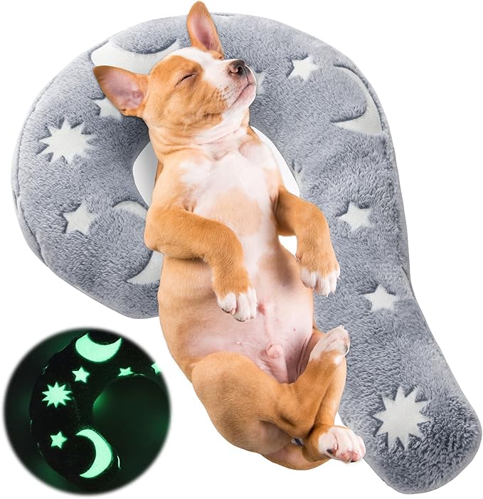 MABOZOO Question Mark Dog Pillow, Pet Pillow Glow in The Dark for Dogs and Cats, Question Shaped Dog Neck Pillow Calming Pillow Pet Calming Toy for Joint Relief Sleeping Improve