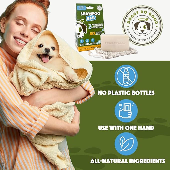 Doggy Do Good Deshedding Dog Shampoo Bar, Dog Soap Bar, Geranium & Citronella Shampoo for Dogs, Natural Dog Shampoo for Shedding Control, Hypoallergenic, Healthy Coat, Equals 30 oz Shampoo